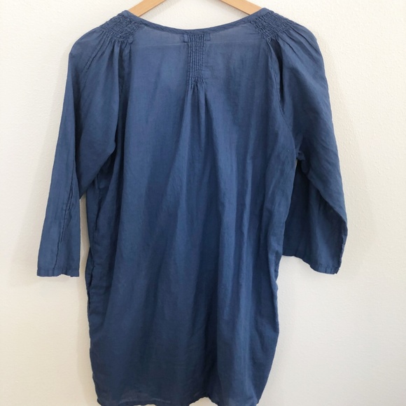 Johnny Was Blue Tunic with Embroidered Flowers - Picture 6 of 6